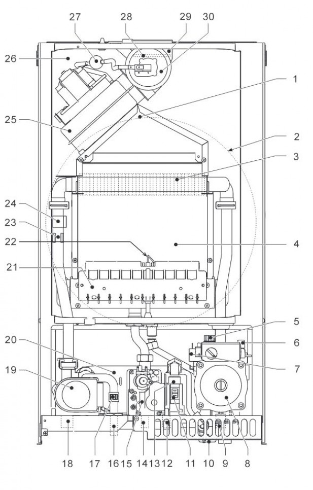 Устройство настенного котла Vaillant (схема)