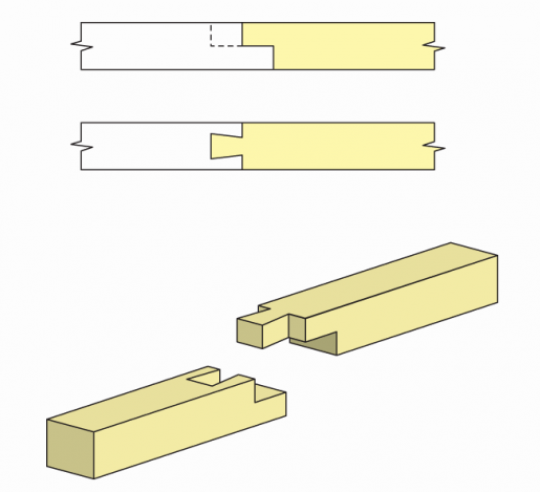 Продольное соединение бруса и бревен