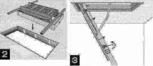 Монтаж чердачной лестницы (железной)