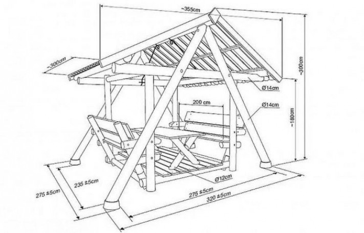 Наброски беседок с чертежами и размерами