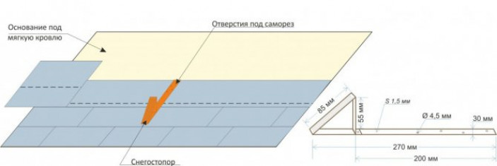 Монтаж бугельных снегозадержателей