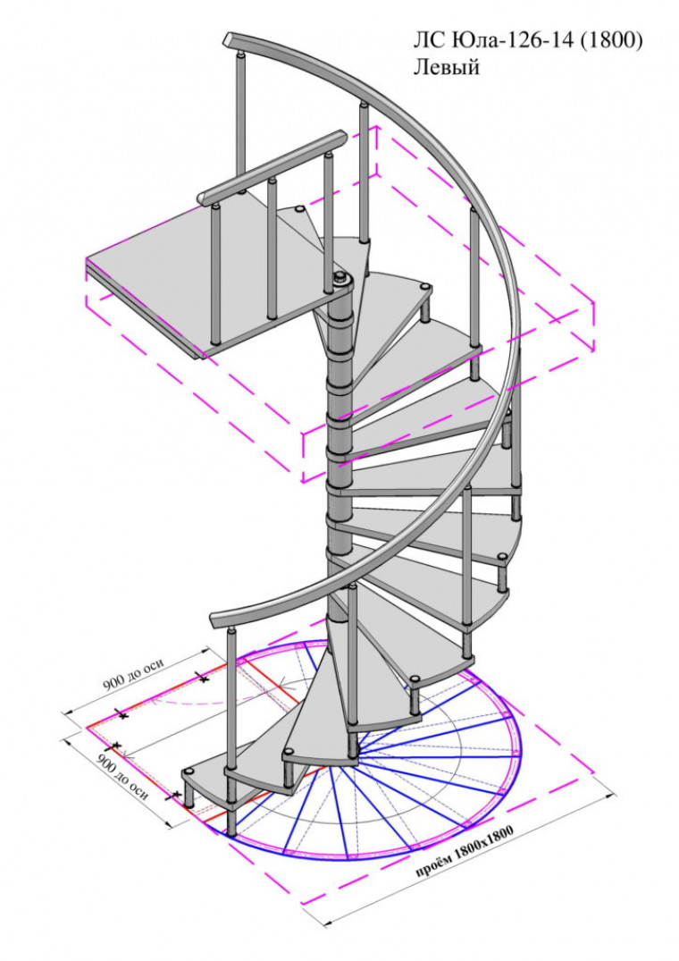 Расчет винтовой лестницы