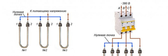 Схемы включения ТЭН в однофазную сеть.