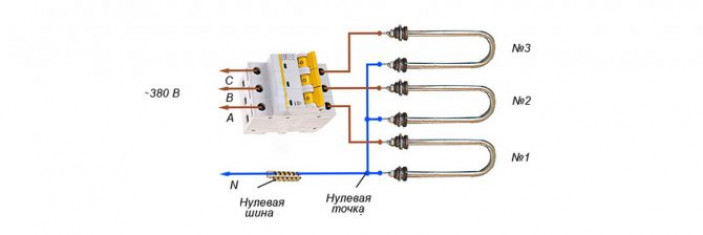 Схемы включения ТЭН в однофазную сеть.