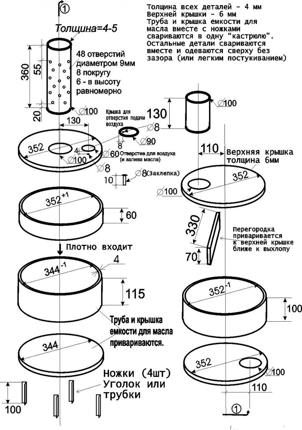 Виды и чертежи печи на отработанном масле своими руками