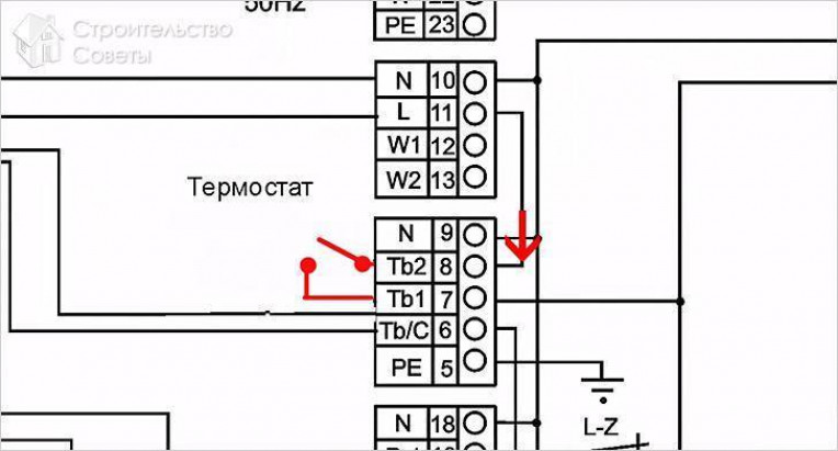 Подключение терморегулятора с термостатом